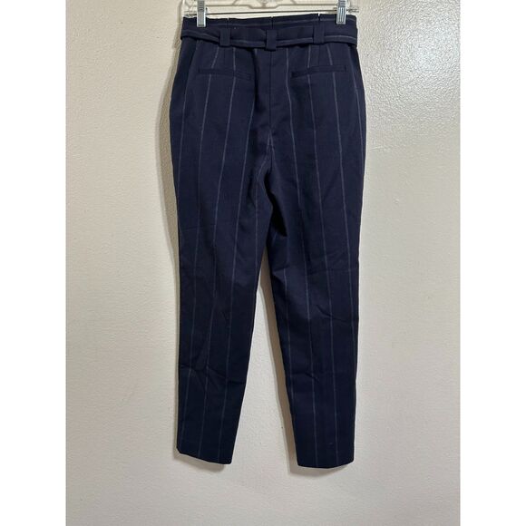 Halogen Women's Paperbag Tie Waist Navy Blue/White Stripe Dress Pants, Size 2 - Picture 3 of 4